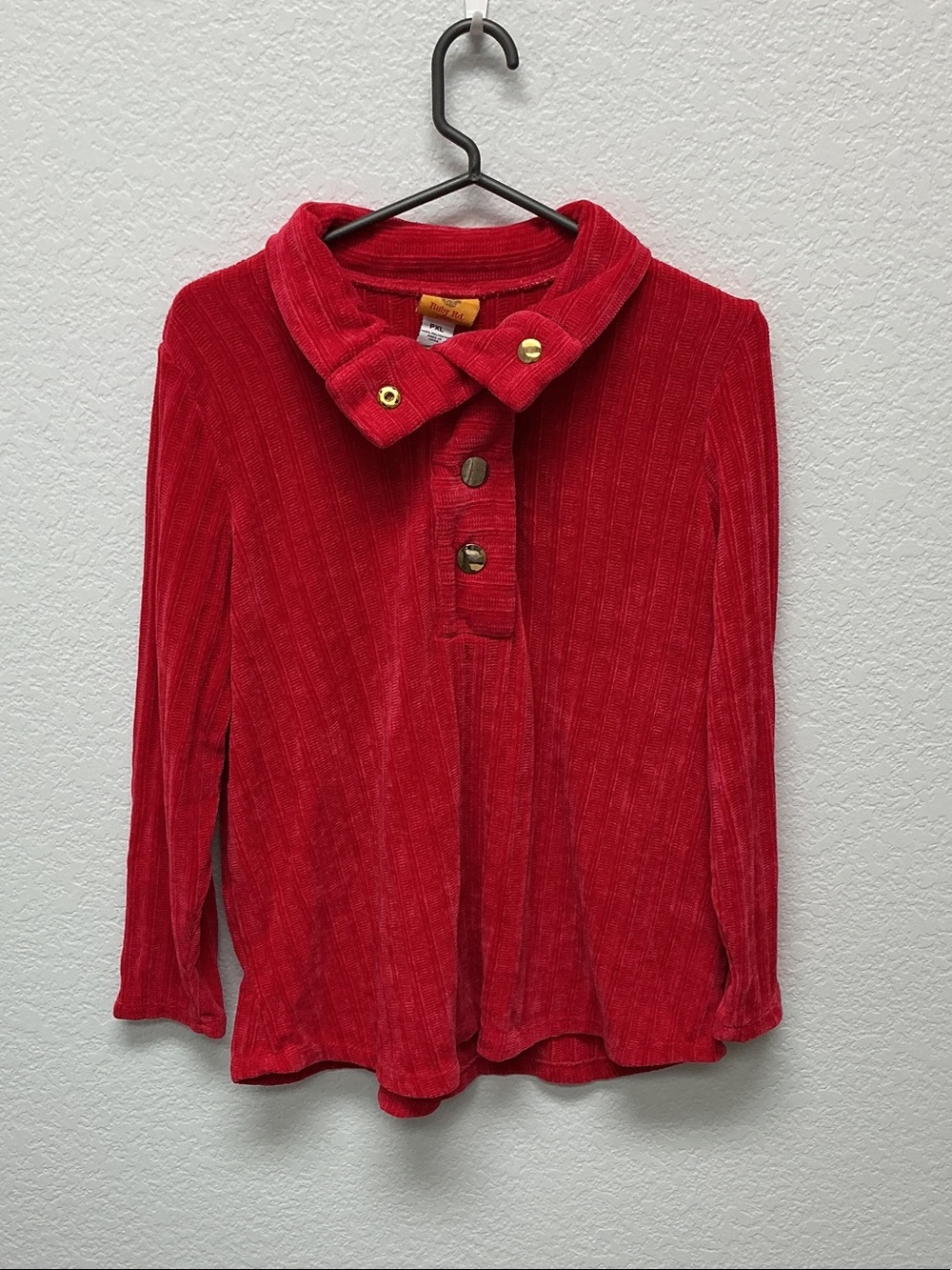 Ruby Rd. Red Corduroy Button-Front Long-Sleeve Top